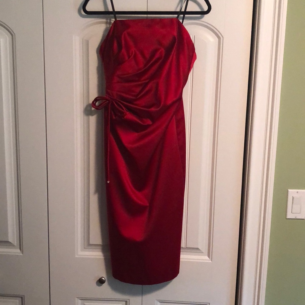ABS Strapless Satin Dress